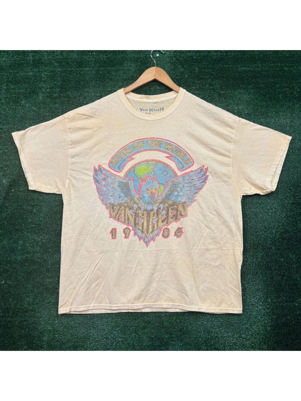 Van Halen Tour of The World 1984 Rock Band Oversized T-Shirt Size S/M